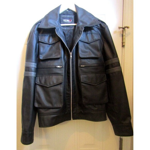 Petorucci Authentic Outerwear Moto Jacket Mens Black Leather Quilted Lining L
